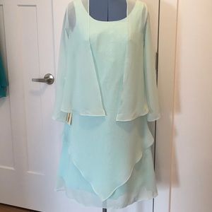 Mint chiffon dress with sheer jacket